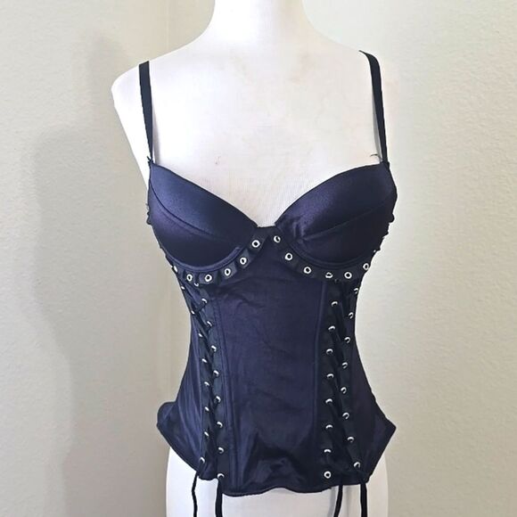 Y2K Morbid Threads Pink Ribbon Gothic Corset 32A - Picture 1 of 9